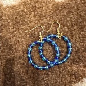 Blue and Green hoop earrings